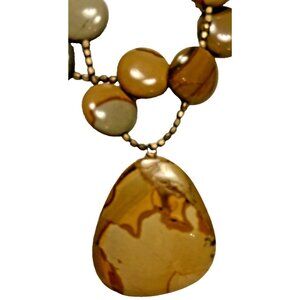 Jasper Beaded Necklace Banded Lace Coin and Seed Beads Multi Strands Signed GF